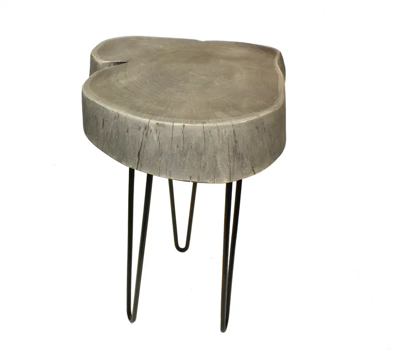 Mountain Woods Grey-Finished Acacia Live Edge Side Table Or Stool – 17-Inch Square 1