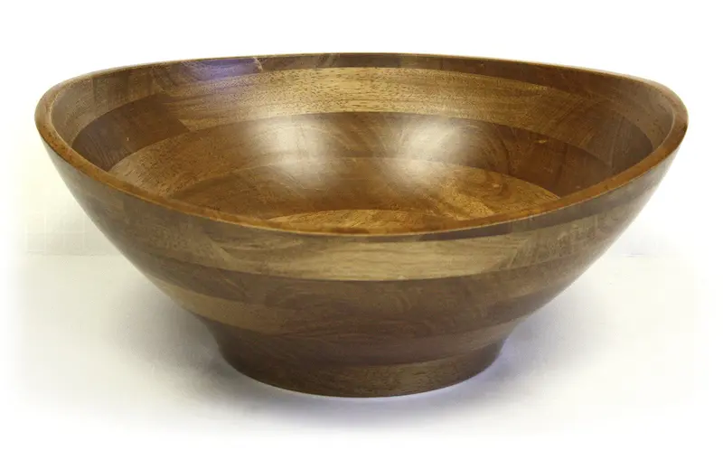 Mountain Woods Solid Hardwood Ellipse Wavy-Rim Serving Bowl – 15" 1