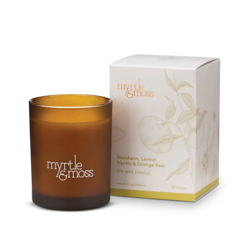 Myrtle And Moss Mandarin, Lemon Myrtle & Orange Peel Soy Wax Candle 1