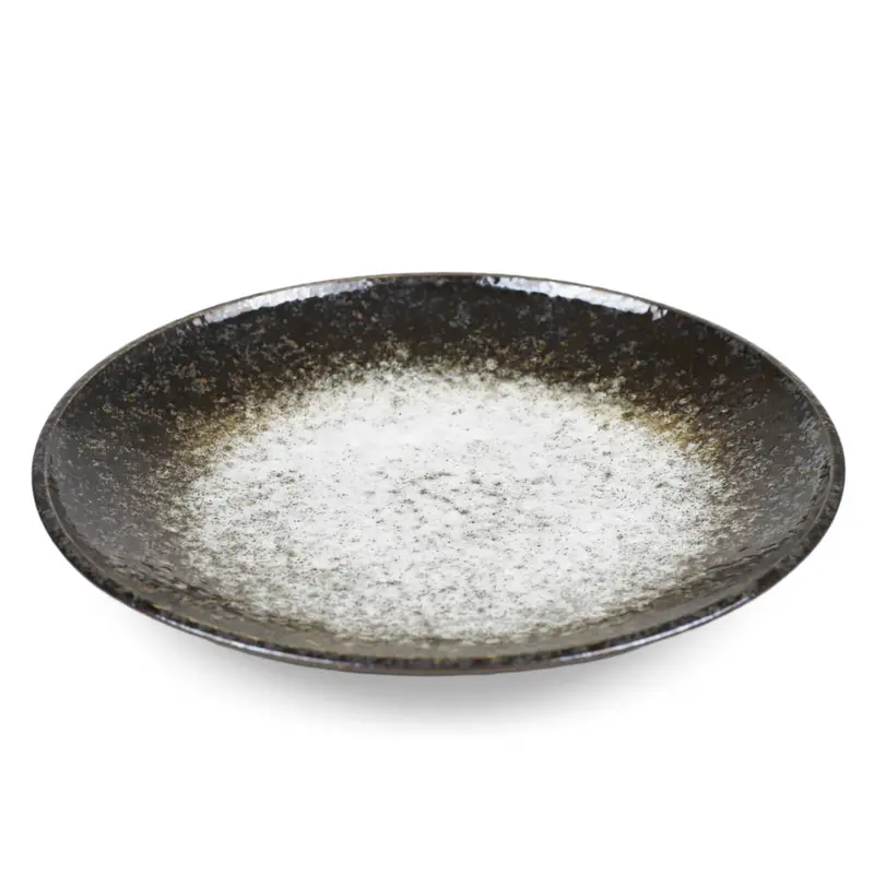 Namishibuki White-Splashed Black Ceramic Dinner Plate – 10 Inch Diameter 1