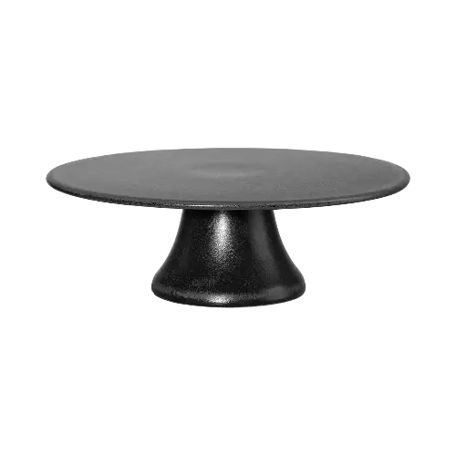 Nero Cake Stand With Raised Base – 29 Cm Diameter, Modern Black Ceramic 1
