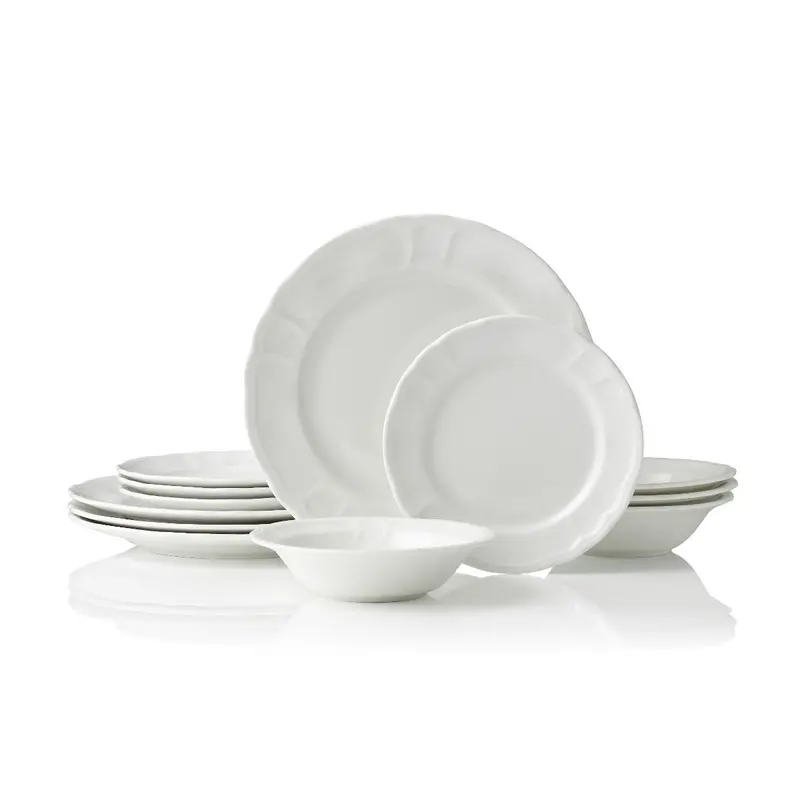 Noritake Baroque 12-Piece White Dinnerware Set – Classic Porcelain Collection 1