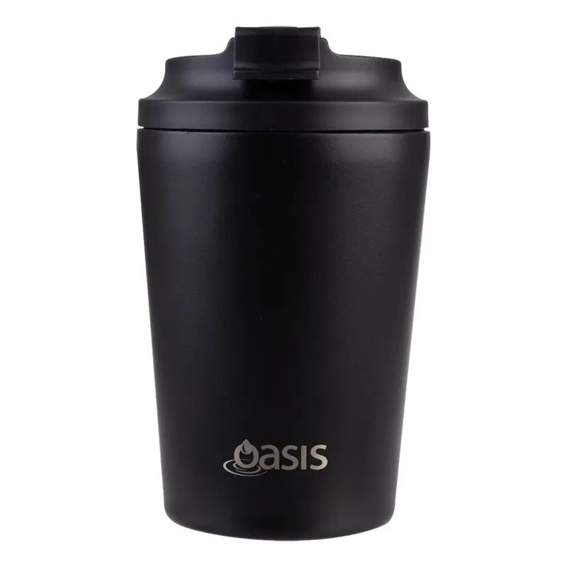 Oasis Insulated Coffee Cup – Ceramic-Lined Stainless Steel, Sleek Black Finish, 360Ml 1