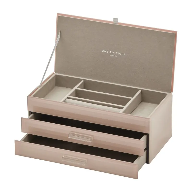 One Six Eight London Gabriella Large Blush Jewellery Box With Drawers 1