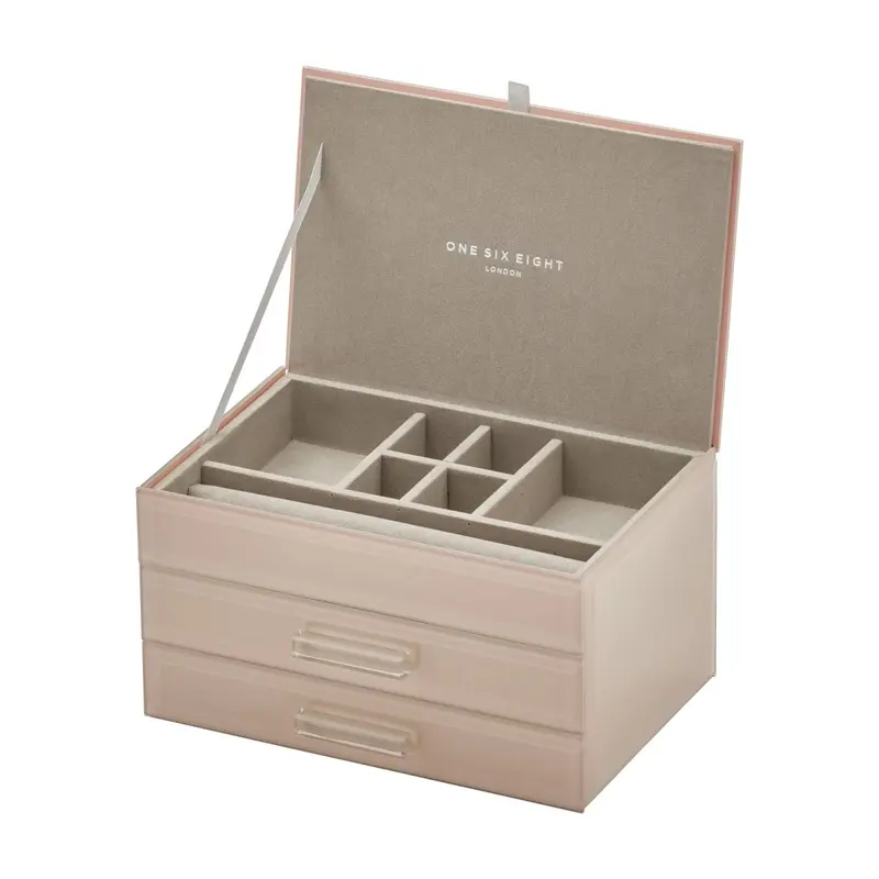 One Six Eight London Gabriella Medium Blush Jewellery Box With Drawers 1