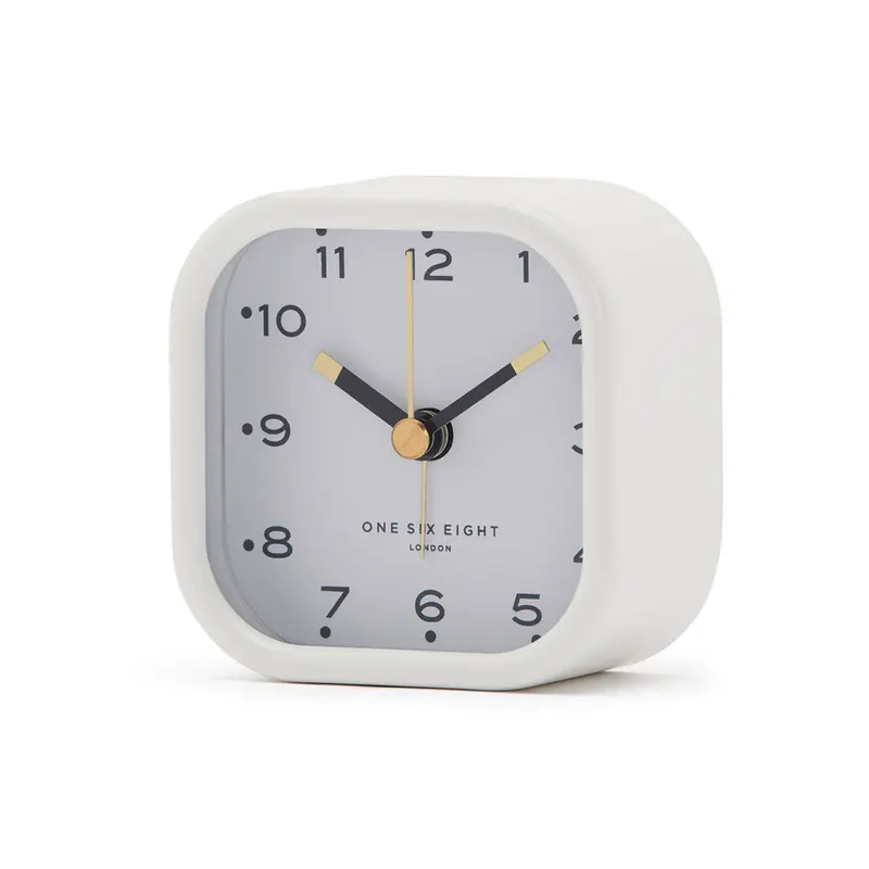 One Six Eight London Lisa Square Alarm Clock – Crisp White Finish 1