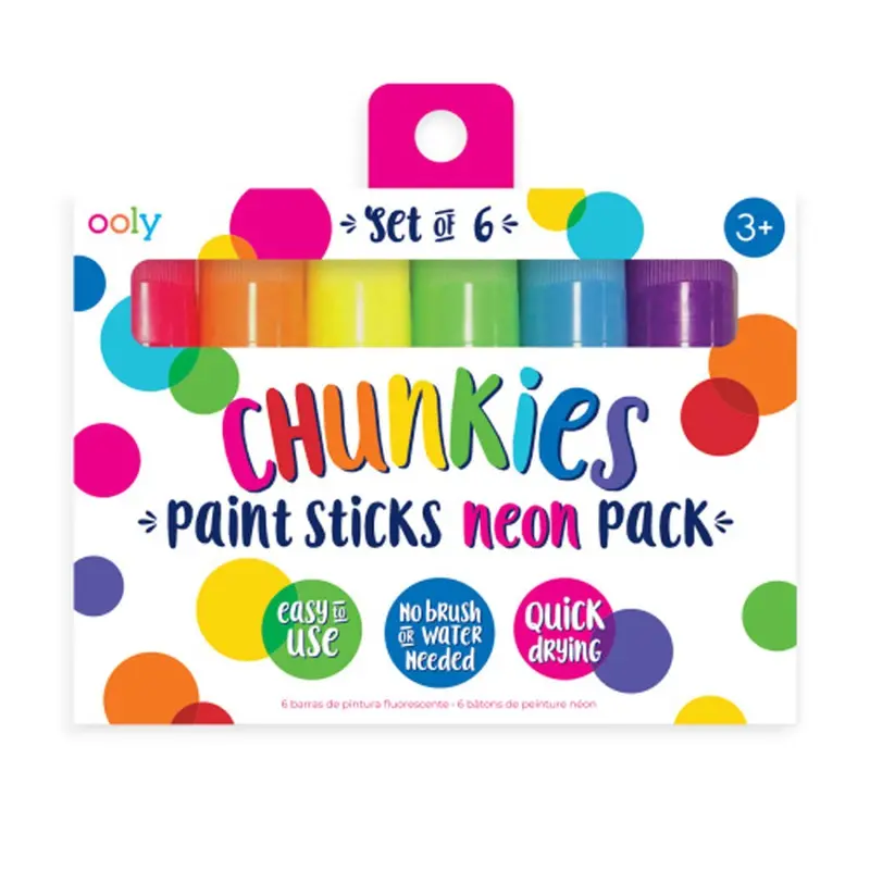 Ooly Chunkie Neon Paint Sticks – Set Of 6 Art Supplies For Kids 1