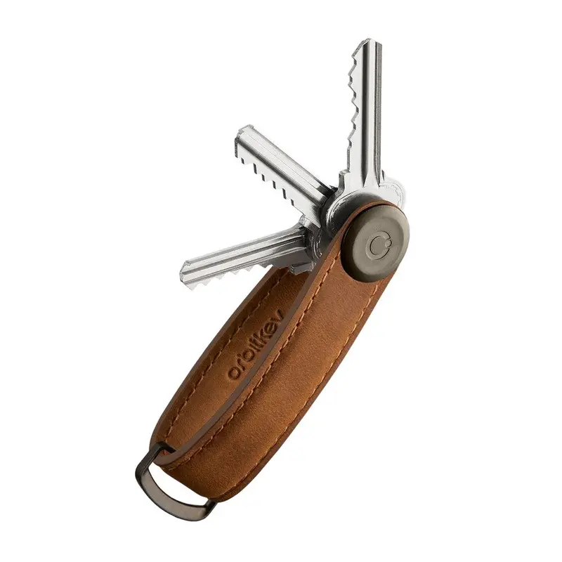 Orbitkey Chestnut Brown Crazy Horse Leather Key Organizer With Modular Rings 1