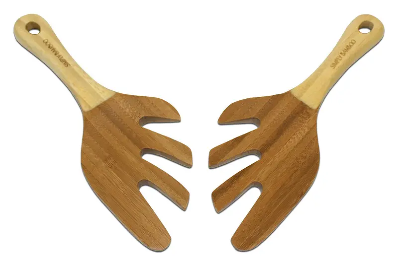 Organic Bamboo Salad & Pasta Tongs – Simply Bamboo Eco-Friendly Design 1