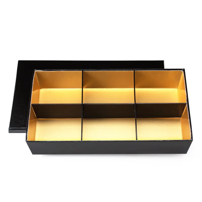 Oribe Black-And-Gold 6-Section Paper Takeout Box – 11.6" X 7.75", 40-Set Case 1