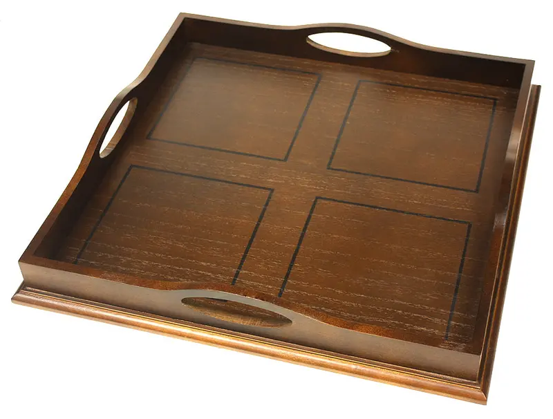 Ottoman-Style Wooden Serving Tray In Antique Brown – 20 Inch Luxury Design 1