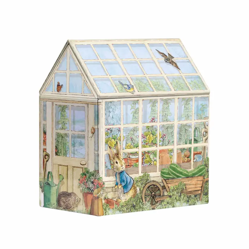 Peter Rabbit Greenhouse-Themed Decorative Tin 1