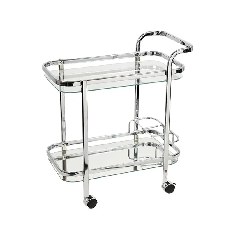 Piaf Silver-Tone Clear Acrylic Bar Cart By Pure Homewares 1
