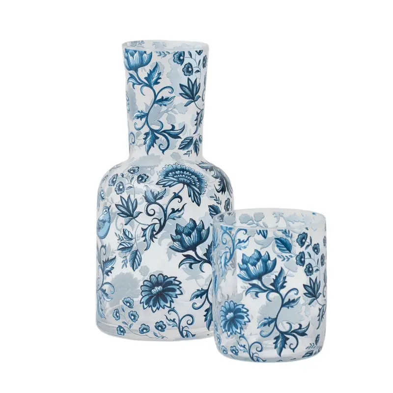 Pilbeam Living Chinoiserie Water Carafe – Blue Glazed Glass, 770Ml 1