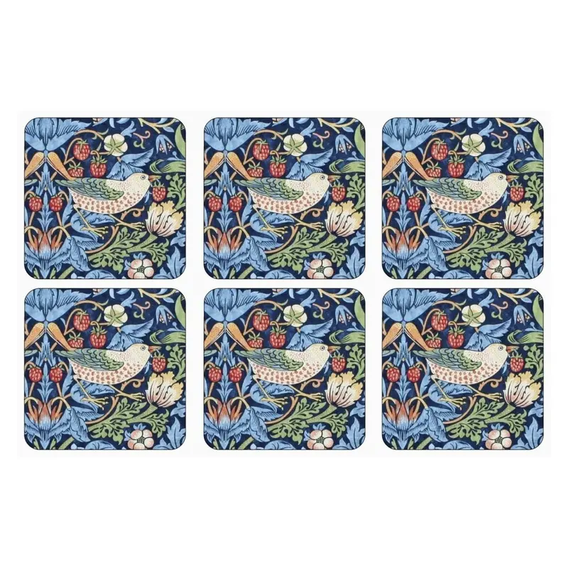 Pimpernel Strawberry Thief Coaster Set – 6 Blue Ceramic Pieces 1