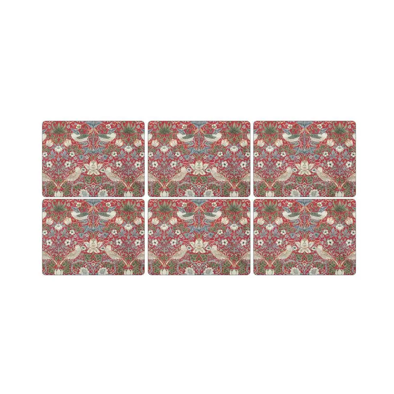 Pimpernel Strawberry Thief Red Placemats – Set Of Six 1