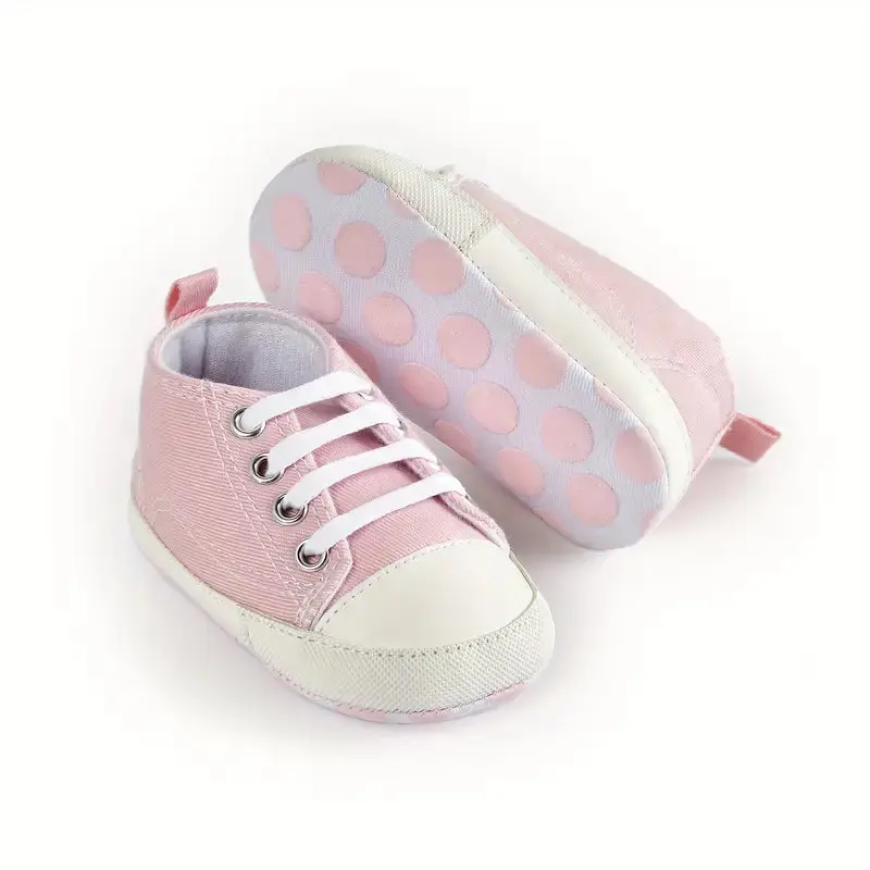 Pink Polka Dot Sneakers For Baby Girls 1