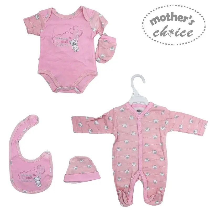 Pink 'Welcome To The World' 5-Piece Infant Grower Set 1