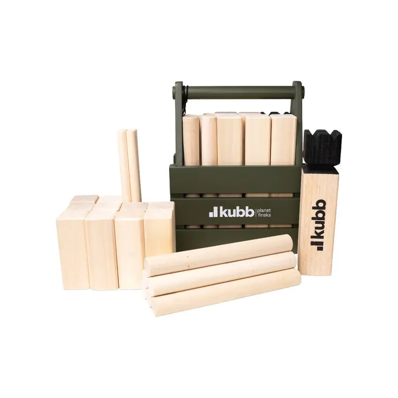 Planet Finska Original Kubb Crate – Moss Green Finish With Black Crown 1