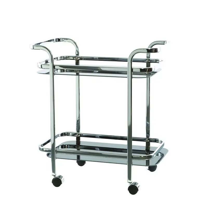 Pure Homewares Hugo Glass Bar Cart – Black Frame With Chrome Accents 1
