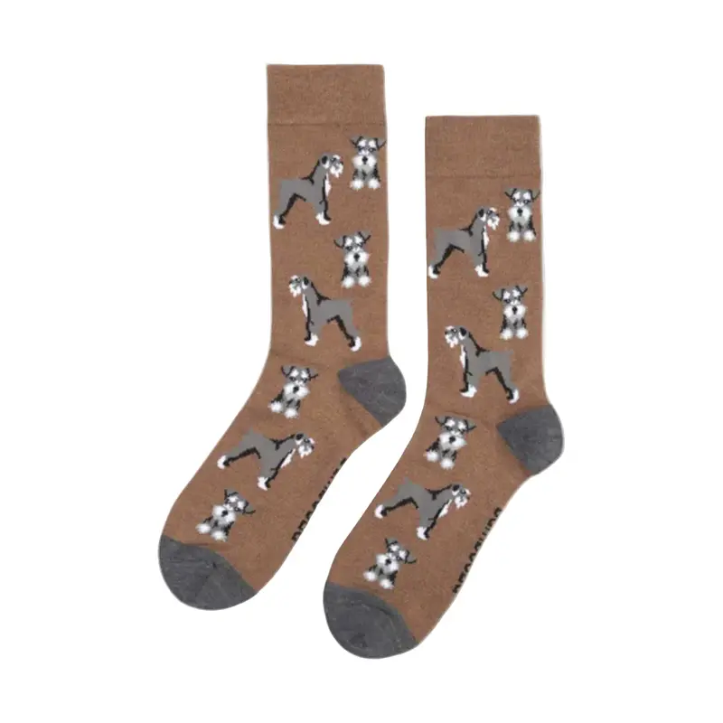 Pussyfoot Schnauzer Print Socks – Taupe 1