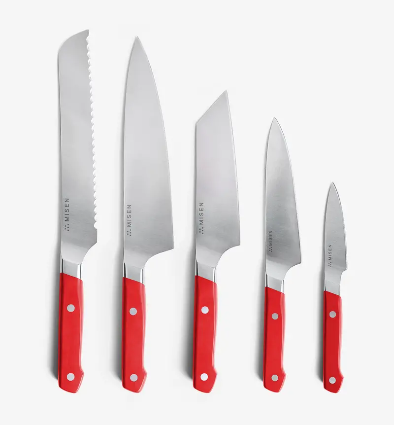 Red 5-Piece Acuto440 Knife Set 1