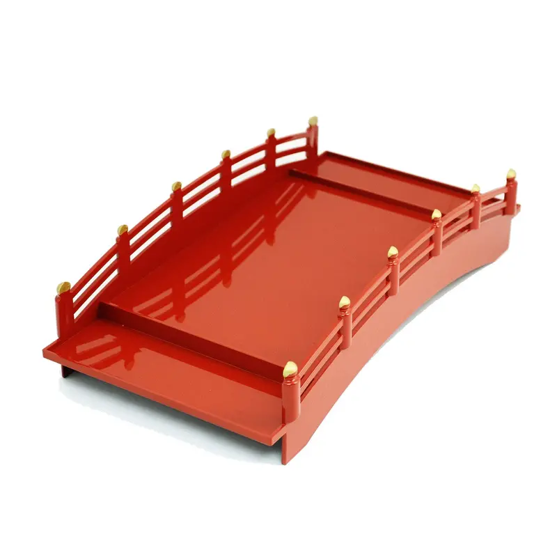 Red Morikomi-Inspired Sushi Serving Bridge – Decorative Food Display Stand 1