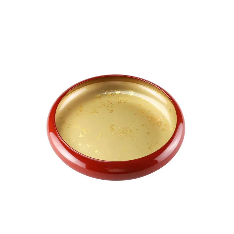 Red Sushi Oke Serving Tray With Gold Interior – 10.6" Diameter 1