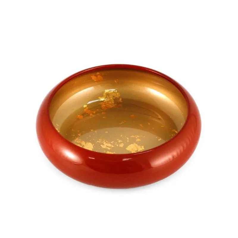 Red Sushi Oke Serving Tray With Gold Interior – 6.7" Diameter 1