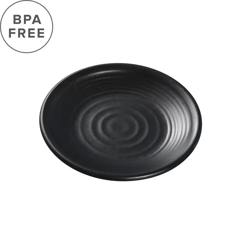 Rippled Black Matte Melamine Kozara Round Plate – 5.98 Inches Diameter 1