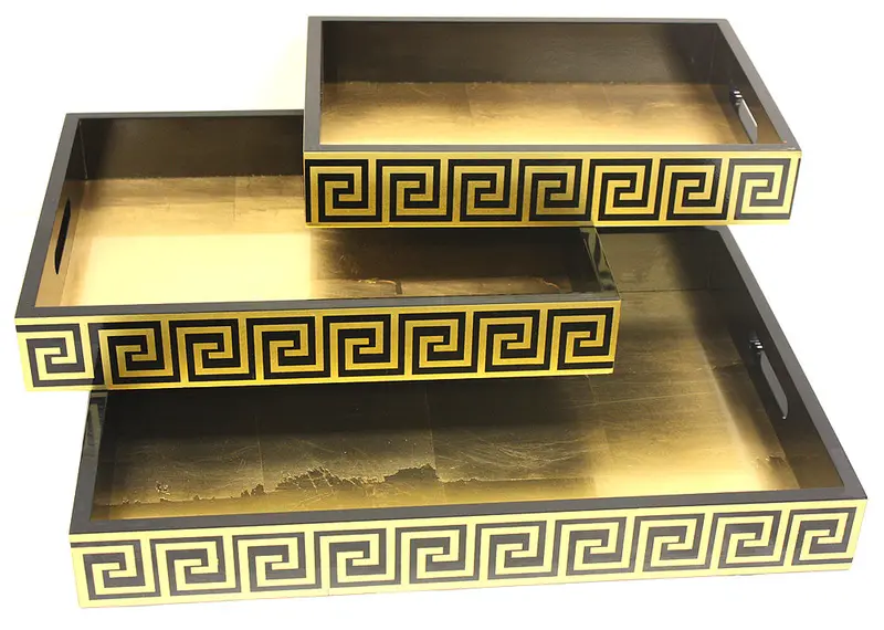 Roman-Style Wooden Serving Tray Set (3-Pack) – 20 Inch 1