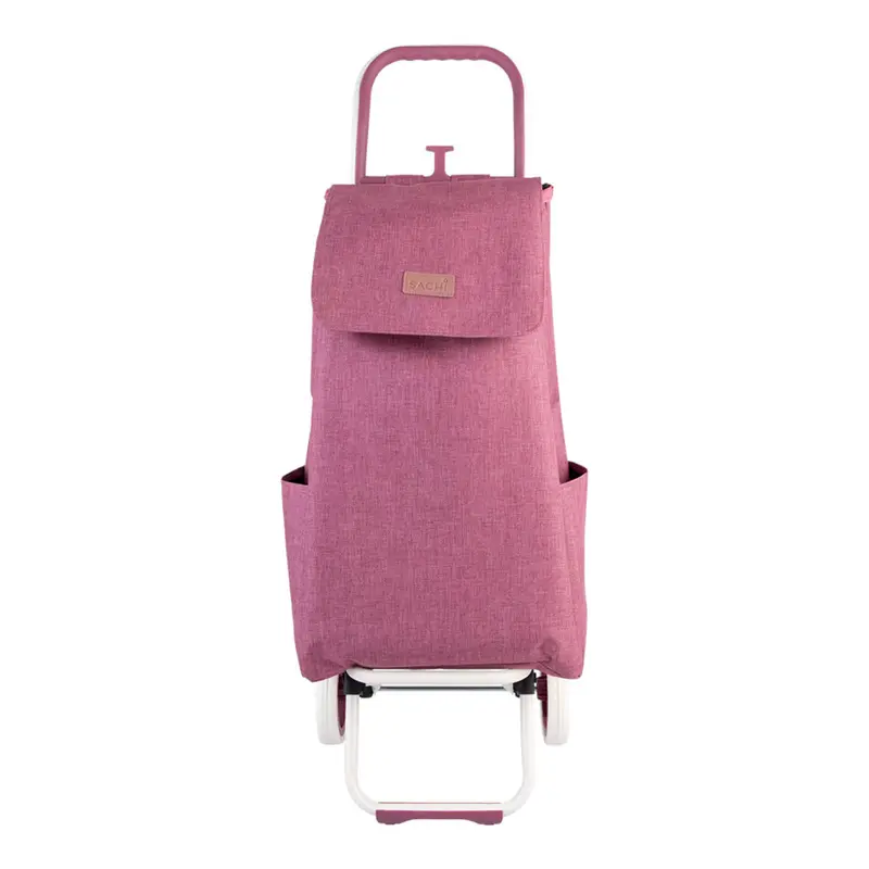 Sachi Swift Foldable Rose Pink Shopping Trolley – Lightweight Rolling Cart 1