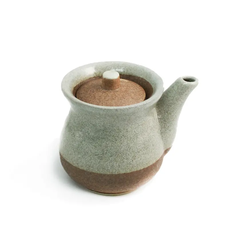 Sage Green & Brown Dual-Tone Soy Sauce Dispenser – 7.5 Fl Oz, Matte Ceramic 1