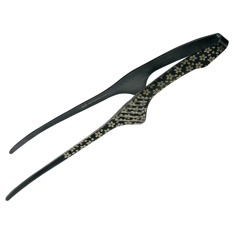 Sakura-Embellished Stainless Steel Chopstick Tongs By Kurosanka – 9.4 Inches (24 Cm) 1