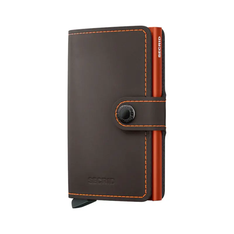 Secrid Mini Wallet In Matte Truffle And Orange 1