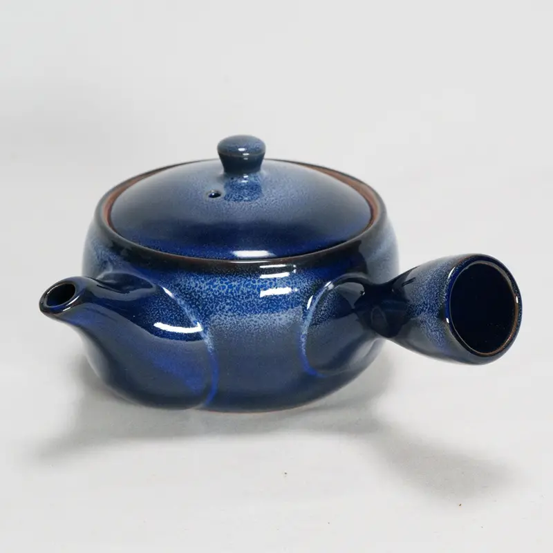 Seiyu Cobalt Blue Kyusu Teapot – 11 Oz Japanese Ceramic Pour-Over Pot 1