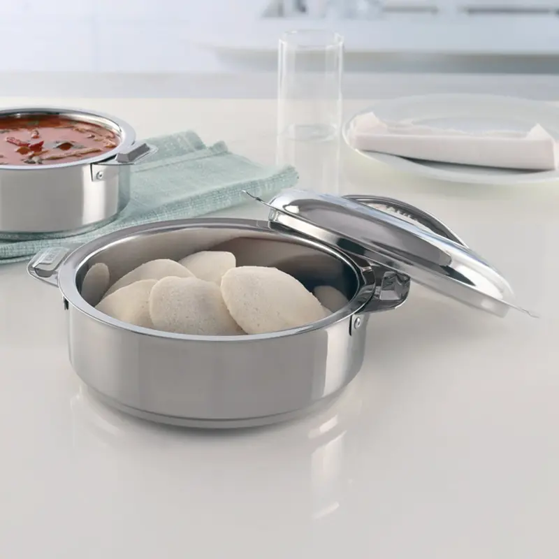 Servefresh 2-Litre Idli Steamer Server – Stackable Stainless Steel Food Warmer 1