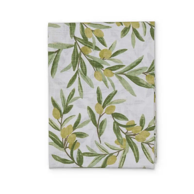Sicilian Olive Print Linen Tablecloth (150 × 230 Cm) 1