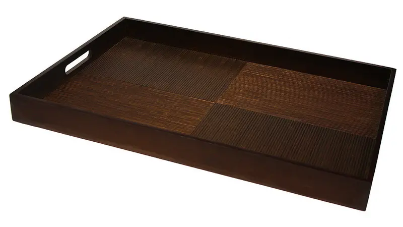 Simply Bamboo Brown Extra-Large Ribbed Bamboo Serving Tray – 23 Inch Spacious Rectangle Tray 1