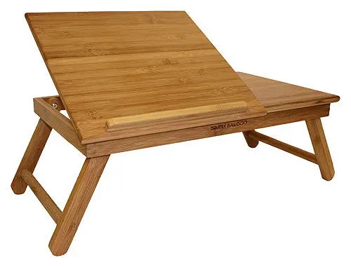 Simply Bamboo Brown Foldable Bamboo Laptop Desk & Multipurpose Serving Tray – 21.68 Inch Portable Workstation 1