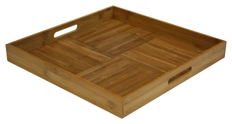 Simply Bamboo Brown Minimalist Square Bamboo Serving Tray – 17 Inch Clean-Line Presentation Tray 1