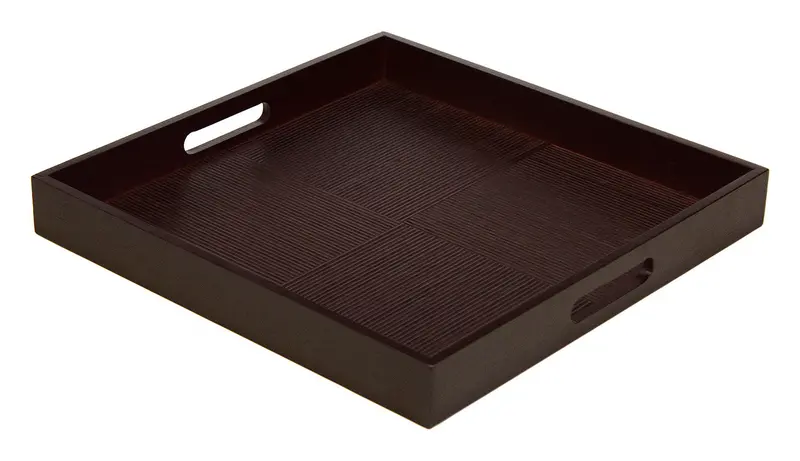 Simply Bamboo Brown Square Ribbed Bamboo Serving Tray – 16 Inch Textured Presentation Tray 1