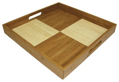 Simply Bamboo Two-Tone Square Bamboo Ottoman Tray – 16" 1