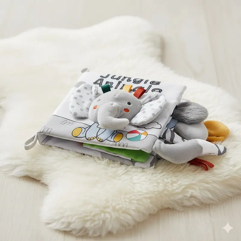 Soft Cloth Book With 3D Animal Tails – Jungle Safari Edition 1