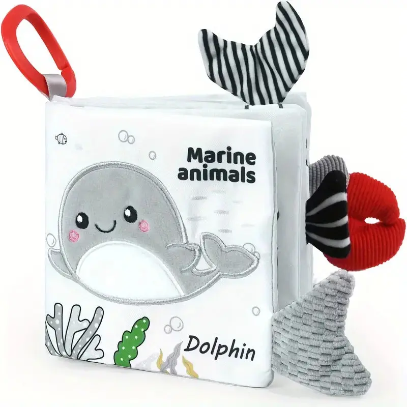 Tactile Cloth Book With 3D Dolphin Tail – Sensory Baby Book 1