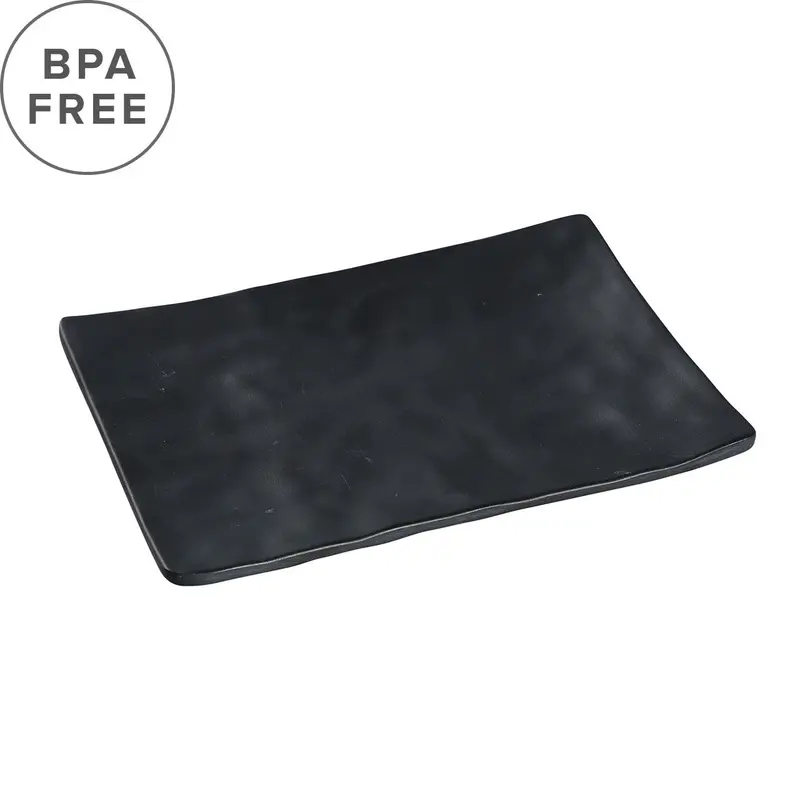 Textured Black Matte Melamine Rectangular Serving Plate – 7.83" X 5.39" 1