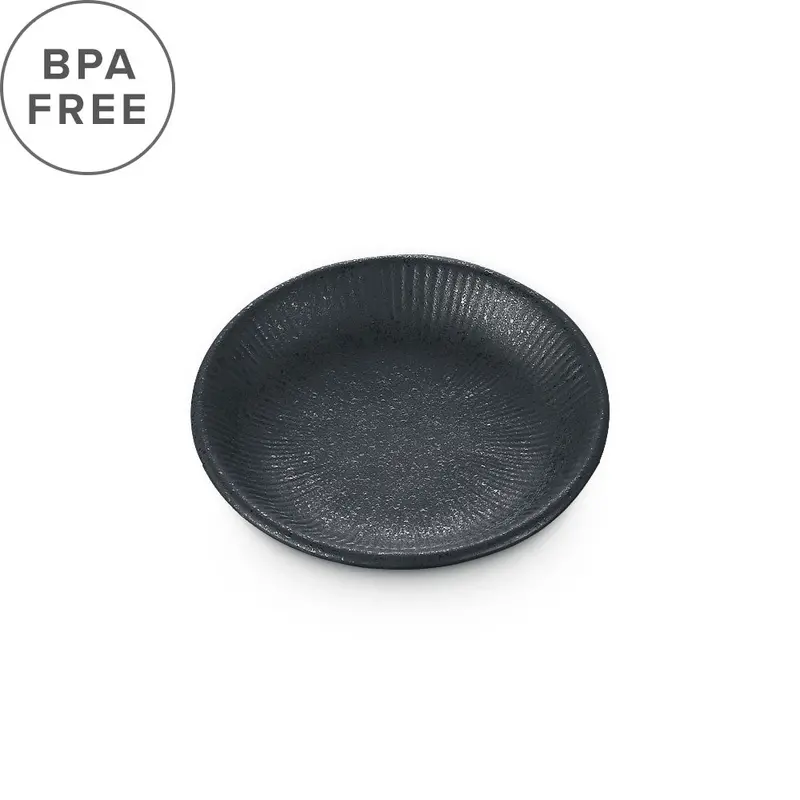 Textured Black Melamine Kozara Suiren Plate – 4.7" Diameter Durable Serving Dish 1