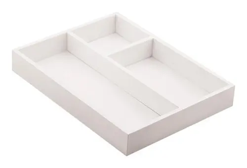 Three-Compartment White Organizer Tray – Mountain Woods Modern Minimalist Design, 16 Inches 1