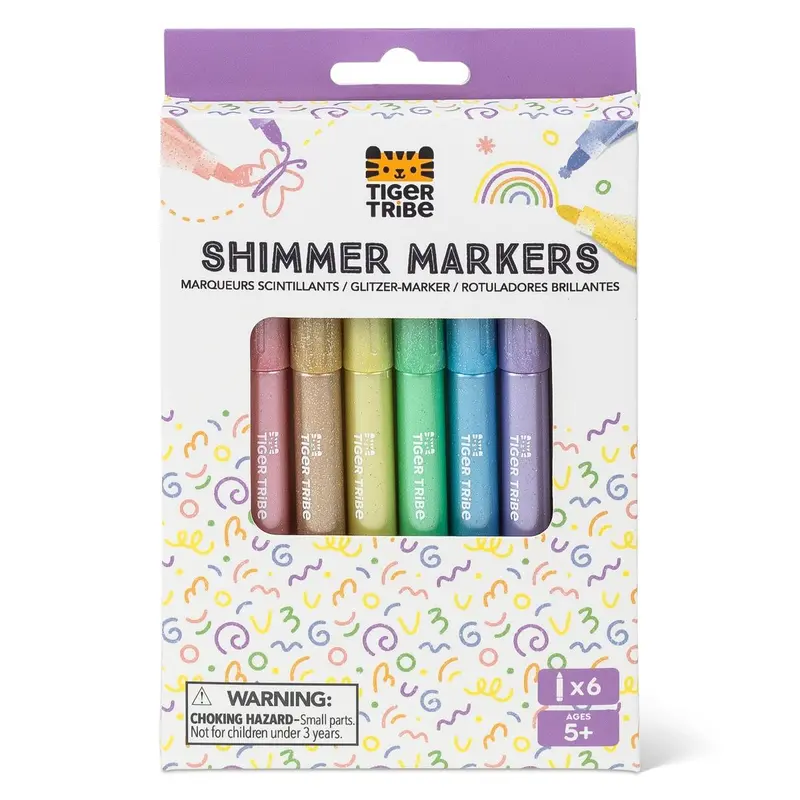 Tiger Tribe Shimmer Metallic Markers – Sparkle Effect, Pack Of 6 1