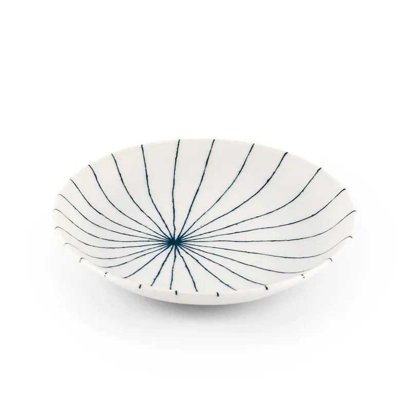 Tokusa Blue-Lined Kozara Side Plate – 6.3" Handcrafted Ceramic Serving Dish 1